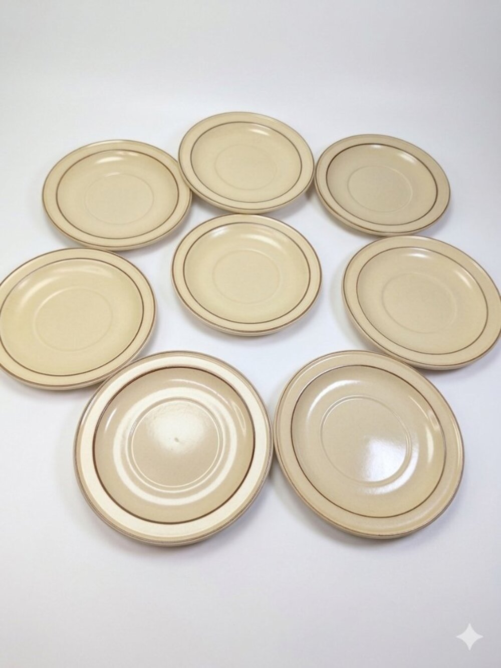 Vintage Pfaltzgraff Village (8) Saucers Premium USA Stoneware "Ringing" Quality